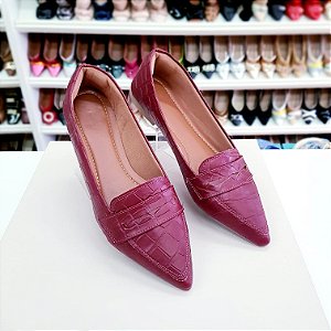 Sapatilha Bico Fino Rafaela Marsala Croco