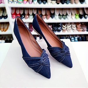 Sapatilha Bico Fino Lucia Jeans Trançada