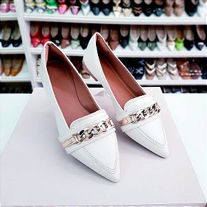 Sapatilha Bico Fino Mocassim Paula Off White