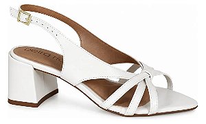 Sandália Beira Rio Bico Folha Feminina Salto Grosso Original Off White