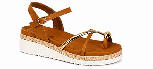 Papete Beira Rio Napa Turim Camel com Dourado