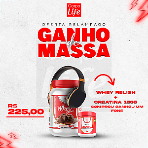 WHEY RELISH + CREATINA 150G + FONE DE BRINDE