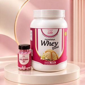 Kit Performance Feminina — Whey Relish Feminina 900g + Colágeno Bê 90 Cápsulas