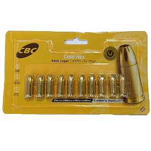 Munição CBC Gold Hex 9mm Luger EXPO +P+ 115gr - Blister 10