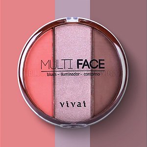 Paleta Multi Face Blush, Iluminador e Contorno  - Vivai