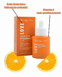 Sérum Facial Antioleosidade com Vitamina C, Ácido Hialurônico e Vitamina E - Max Love