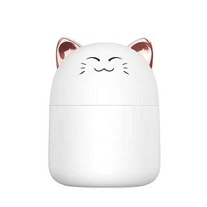 Mini Umidificador 250ml Purificador De Ar Gatinho Com Led