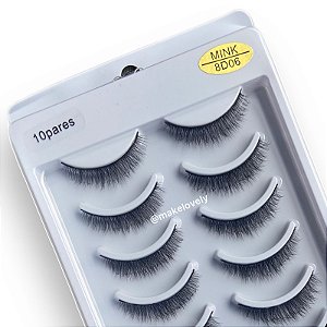 Caixa Com 10 pares de Cílios Postiços 8D-06 - Fix Make