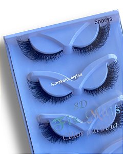 Caixa Com 5 pares de Cílios Postiços 8D-09- Fix Make