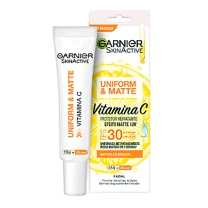 Protetor Solar Facial Hidratante Garnier Uniform & Matte FPS30 Vitamina C 15g
