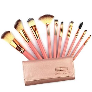 Kit 10 Pincéis com Case Rosa - Hello Mini