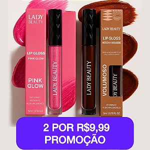 Lip Gloss Pink Glow De Tutti Frutti + Mocha Mousse  - Lady Beauty