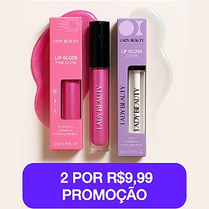 Lip Gloss Pink Glow De Tutti Frutti + Lip Gloss Clear Fruit - Lady Beauty