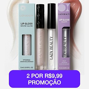 Lip Gloss Snow Glow Vitamina Maçã + Lip Gloss Clear Fruit - Lady Beauty