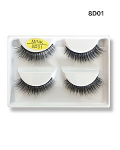 Caixa Com 2 pares de Cílios Postiços 8D-01 - Fix Make