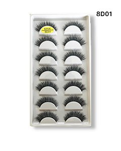 Caixa Com 7 pares de Cílios Postiços 8D-01 - Fix Make
