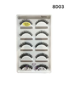 Caixa Com 5 pares de Cílios Postiços 8D-03 - Fix Make