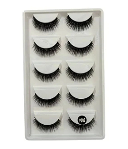 Caixa Com 5 pares de Cílios Postiços 6D Efeito Mink - Real Love