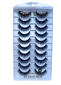 Caixa Com 10 pares de Cílios Postiços 6D Efeito Mink - Real Love