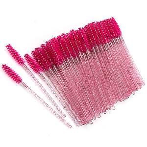 Kit 50 Escovinhas Com Glitter Descartáveis P/ Extensão de Cílios e Sobrancelhas