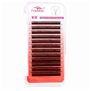 Cílios Fadvan 5D W Volume Egípcio 0.07 Curvatura D Mix 8mm a 14mm – Cor Marrom