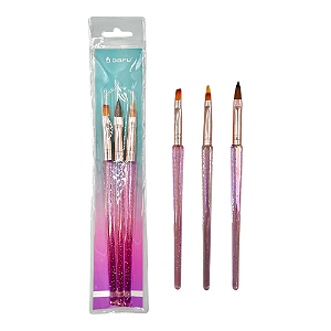 Kit com 3 Pincéis de Unha - Dafu