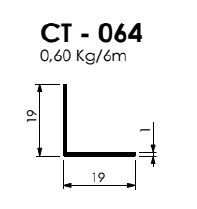 CT-064- CANTONEIRA 19 X 19 VIDRO TEMPERADO 0,600 KG BARRA 6,00 ML
