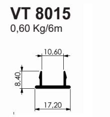 VT-8015- CLICK P/ 10 MM VIDRO TEMPERADO 0,600 KG BARRA 6,00 ML