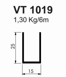 VT-1019- U-CAVALÃO VIDRO TEMPERADO 1,30 KG BARRA 6,00 ML