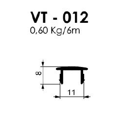 VT-012 PERFIL CLICK PARA PERFIL VT-010 MURO DE VIDRO 0,600 KG NA BARRA 6,00 ML