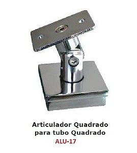 ALU-17- ARTICULAÇÃO PARA TUBO QUADRADO "2"(50MM) COM BASE P/ TUBO QUADRADO P/GUARDA CORPO E ESCADA