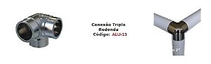 ALU-13- CONEXÃO  TRIPLA PARA TUBO REDONDO "2"(50MM) P/GUARDA-CORPO / ESCADA
