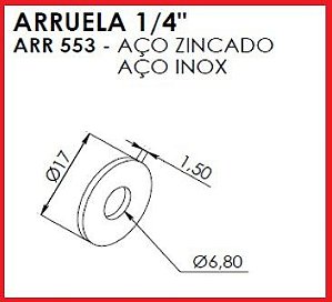 ARR-553 ARRUELA LISA ACO ZINCADO/INOX 1/4  P/ GUARDA-CORPO PANORAMA(CENTO)