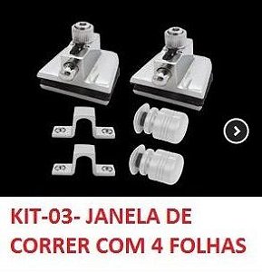 KIT-03 JANELA DE CORRER 4 FOLHAS VIDRO TEMPERADO