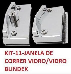 KIT-11 JANELA DE CORRER VIDRO/VIDRO VIDRO TEMPERADO