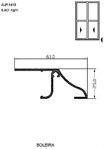 ALP-1410  2,76 KG POR BARRA 6,00 LINHA SP-20 ESQUADRIA DE ALUMINIO