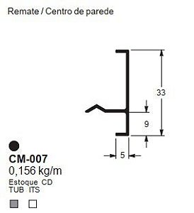 CM-007  0.93 KG POR BARRA 6,00 ML LINHA LS 25 A 90º (SU) ESQUADRIA DE ALUMINIO