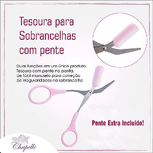 Tesoura Inox para Sobrancelhas C/ Pente