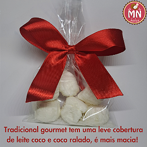 Kit 100 Saquinhos com 6 balas gourmets tradicionais brancas sem recheio ATACADO