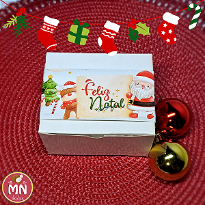 Unidade da Caixinha de natal com 15 balas LUXO com sabores misturados nozes, pistache, damasco e tradicional com raspas de limão siciliano com cartão impresso de brinde