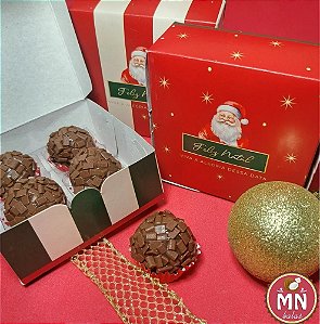Unidade da caixa de natal com 4 brigadeiros 50% cacau gourmet.