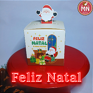 Unidade da caixinha Natal importada com 10 balas tradicionais sem recheio 7 cm x 7 cm x 7 cm