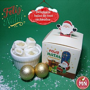 Unidade da caixinha Natal importada com 10 balas recheadas (escolher sabor) 7 cm x 7 cm x 7 cm