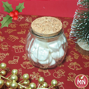 Unidade do pote de vidro natal com tampa de rolha 15 balas tradicionais sem recheio 7,3 cm x 5,7 cm x 7,9 cm