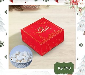 Unidade da caixa de natal luz com 12 balas tradicionais tipo comum sem recheio 8 cm x 8 cm x 4 cm