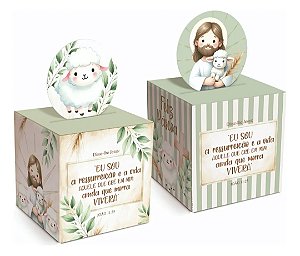 Unidade da caixa de Páscoa PÁSCOA RESSUREIÇÃO no tamanho 8,5 cm x 8,5 cm x 8,5 cm, com 8 balas recheadas (escolha o sabor na descrição)