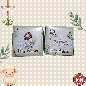 Unidade da caixa de Páscoa Ressurreição com 12 balas (MAIOR QUANTIDADE) recheadas caixa no tamanho 8,5 cm x 8,5 cm x 8,5 cm