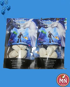 Unidade do Saquinho Hermético Ziplock no tamanho 10 cm x 15 cm com 6 balas de coco tradicionais com visor de balas