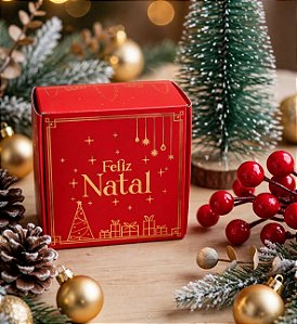 Unidade da caixa de natal hot stamping com 10 balas recheadas 8 cm x 8 cm x 4 cm (escolher sabor)