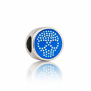 Charm em Aço Inoxidável Caveira Azul